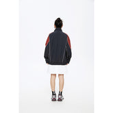 Unisex Jacket Vintage Sports Stand Collar Jacket Loose Spring and Autumn Coat